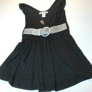 Women's URBAN BEHAVIOR Sleeveless Tunic with Silver Belt Cotton Spandex